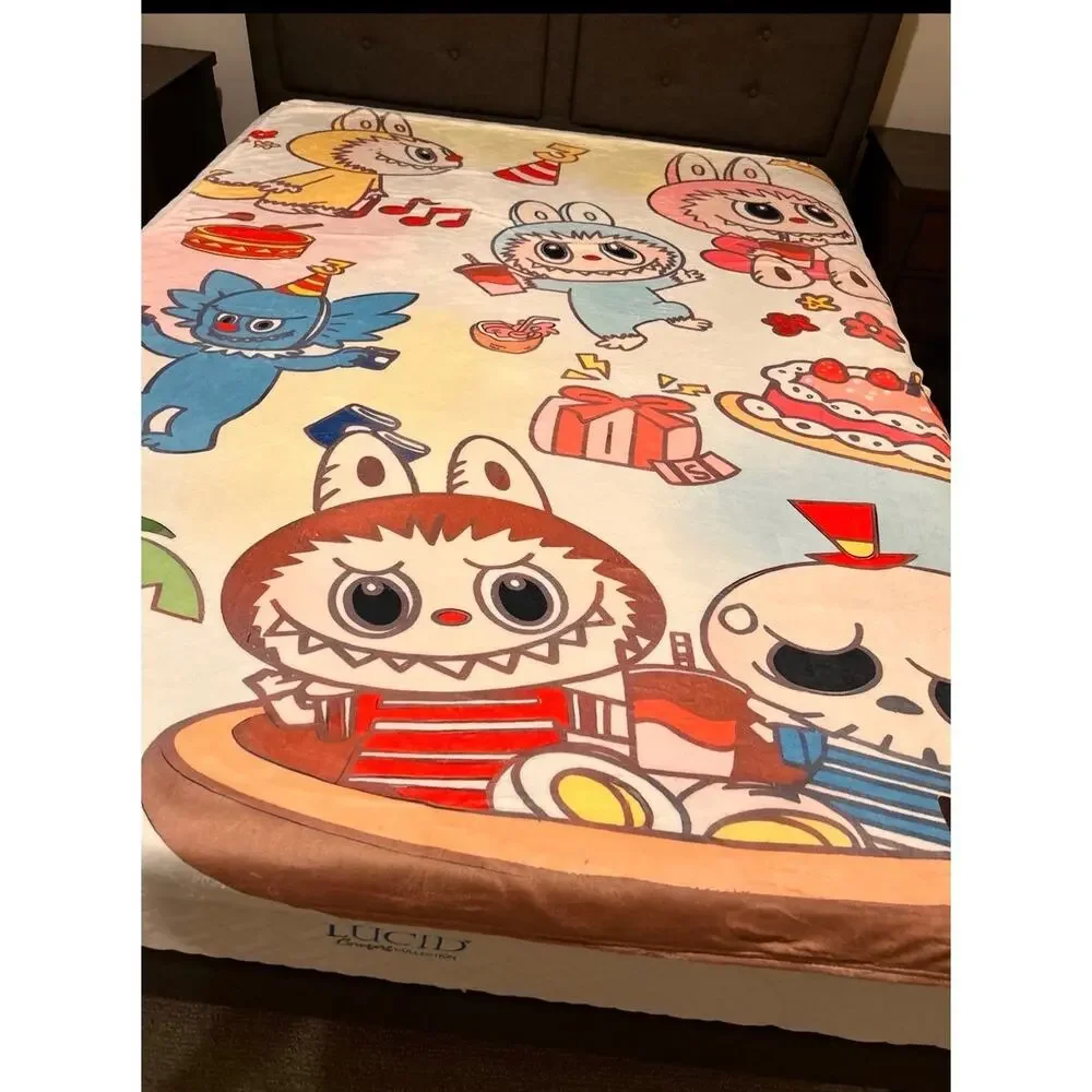 Labu buCute Cartoon Plush Throw Blanket, 60” x 78” Soft Fluffy Warm Cozy Fleece